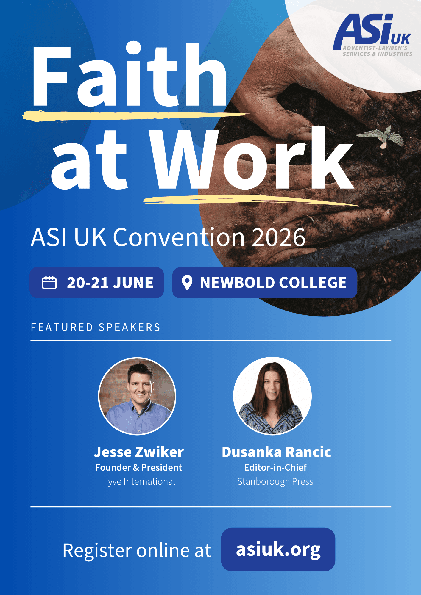 Hands holding a small plant growing in soil